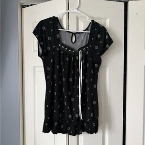 Maurices Black and White Floral Blouse